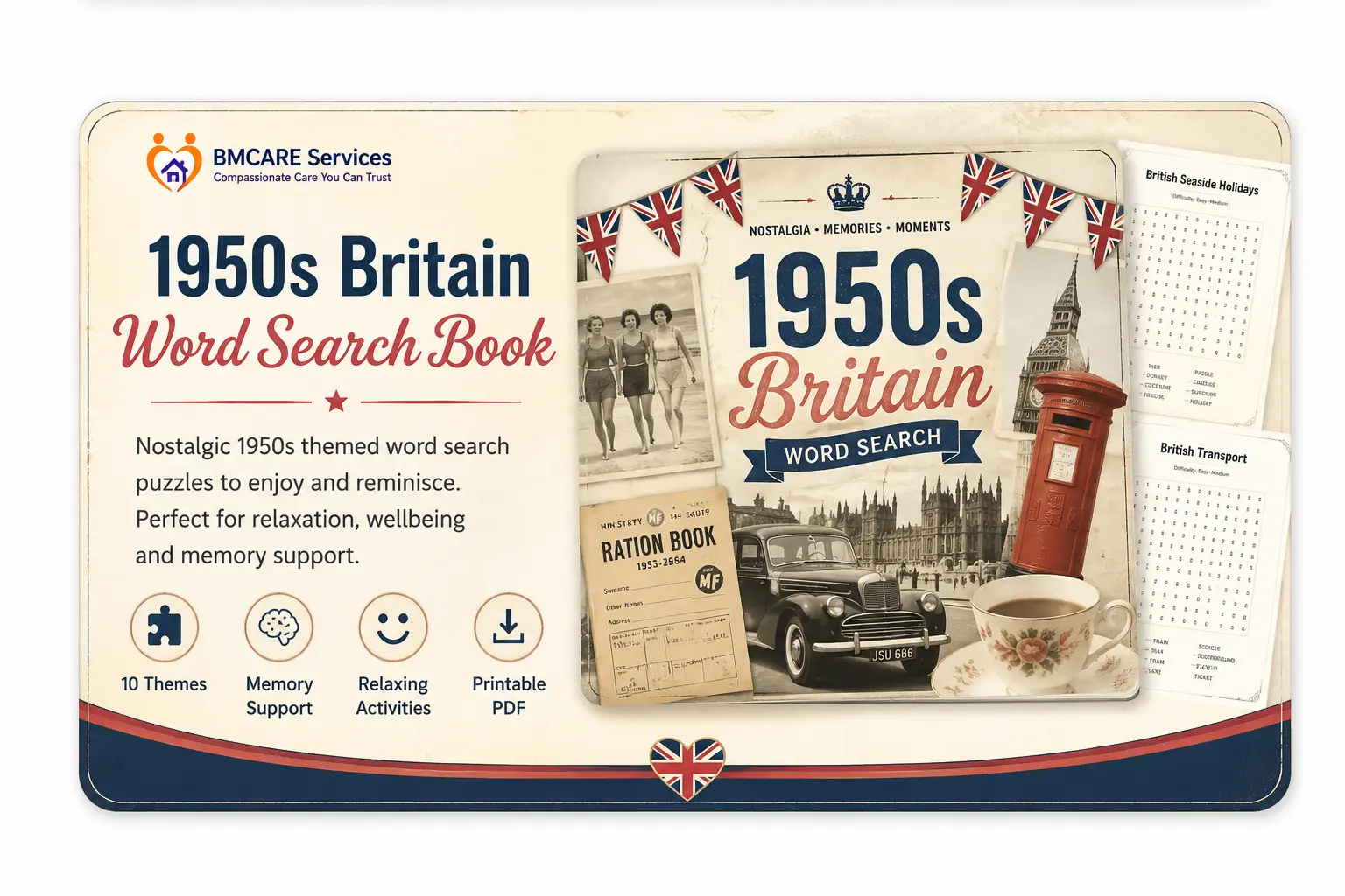 1950s Britain Word Search printable puzzle book cover