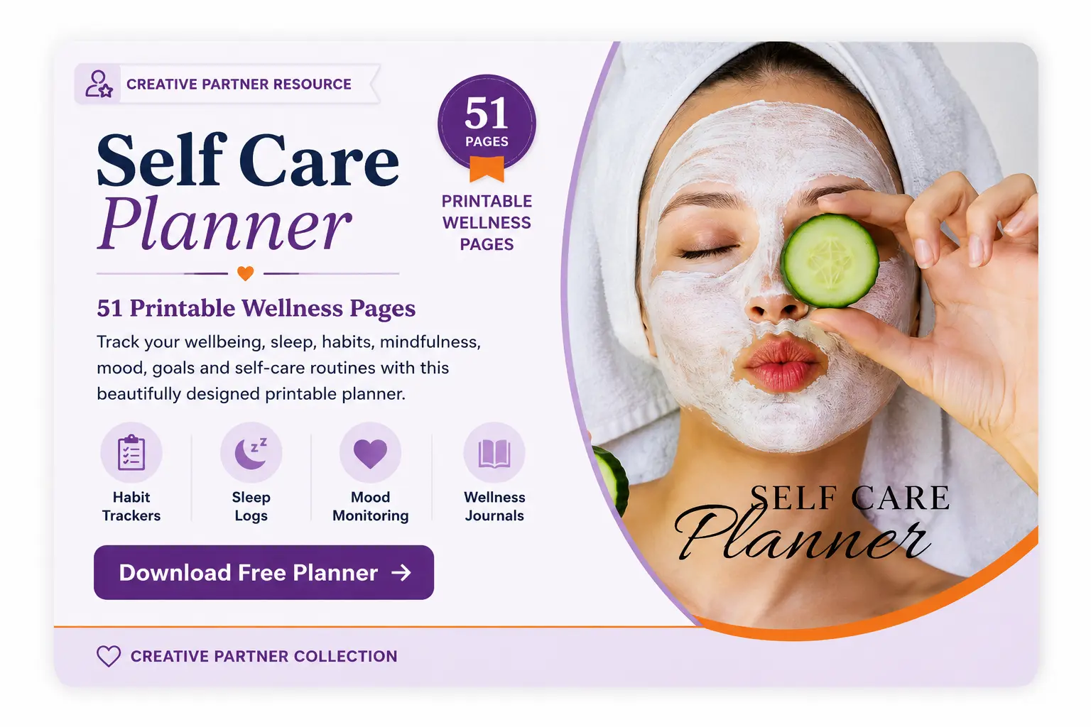 51 Page Self Care Wellness Planner